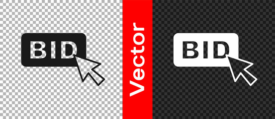 Black Bid icon isolated on transparent background. Auction bidding. Sale and buyers. Vector