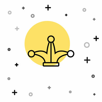 recommend clip art: Black line Joker playing card icon isolated on white background. Jester hat with bells. Casino gambling. Random dynamic shapes. Vector