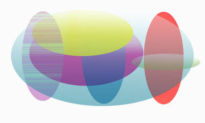 Illustration created by computer program. By creating translucent horizontal and vertical ovals, the interior objects stand out. Simulate a shallow depth of field by creating a blurred background with