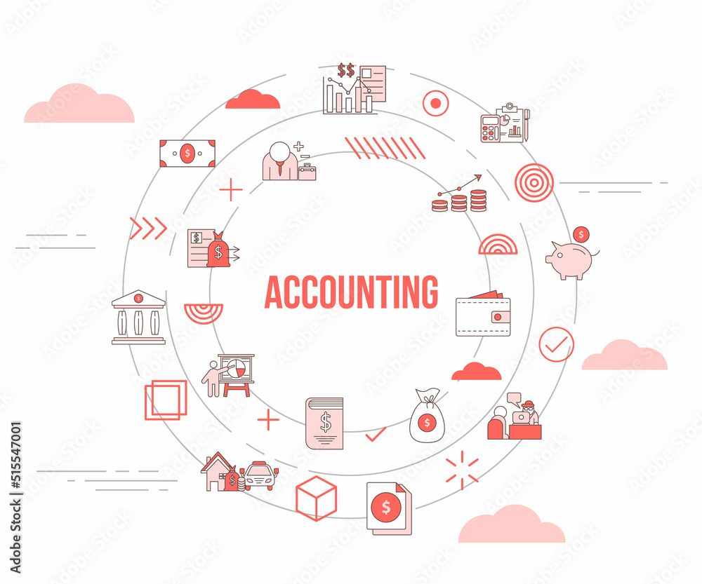 Poster accounting concept with icon set template banner and circle round shape