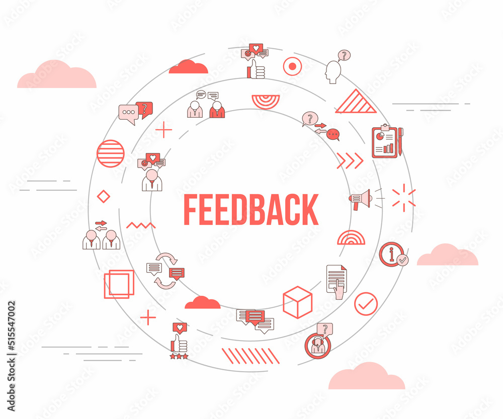 Poster feedback concept with icon set template banner and circle round shape