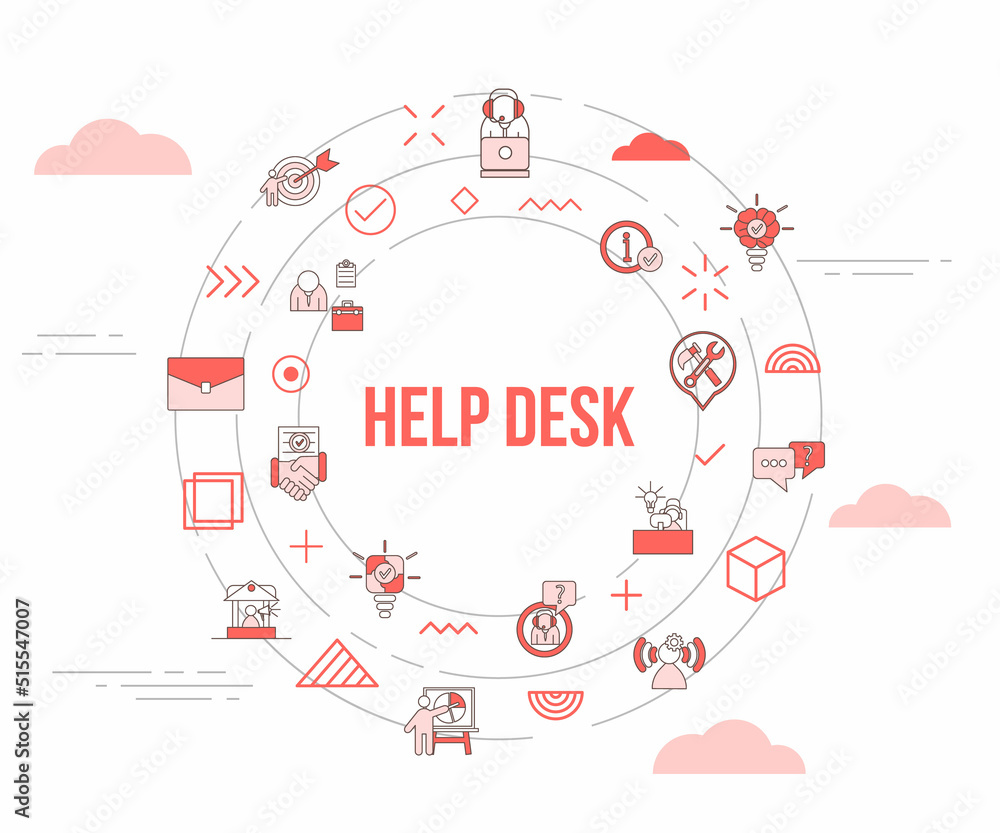 Poster help desk concept with icon set template banner and circle round shape