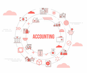 accounting concept with icon set template banner and circle round shape