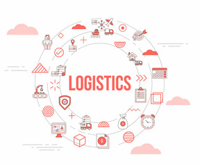 Obraz premium logistics concept with icon set template banner and circle round shape
