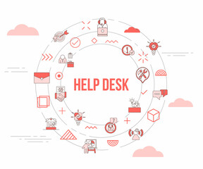 help desk concept with icon set template banner and circle round shape