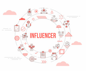 influencer concept with icon set template banner and circle round shape