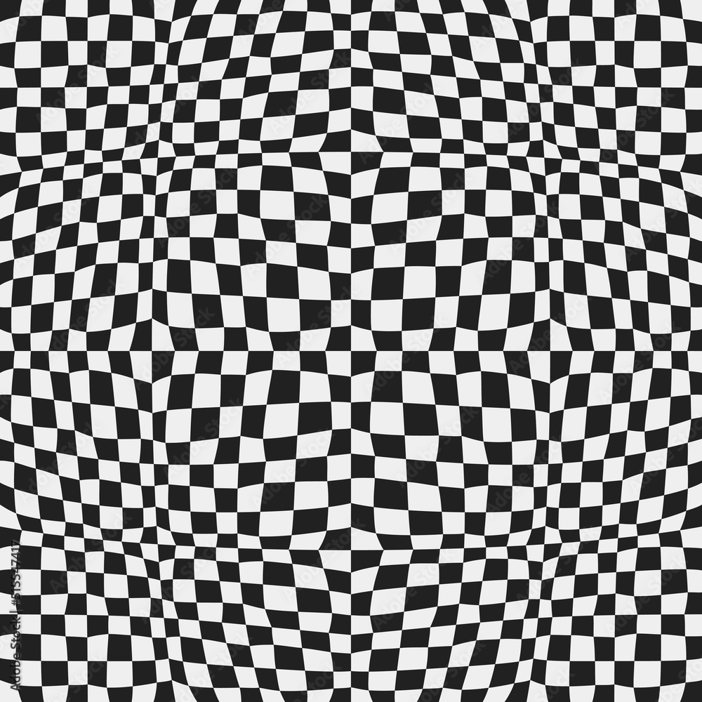 Poster Optical checkerboard pattern. Vector for print and design. Slightly raised black and white checkerboard pattern. Vector and seamless black and white tile pattern.