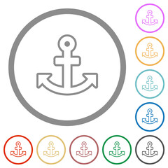 Obraz premium Anchor outline flat icons with outlines