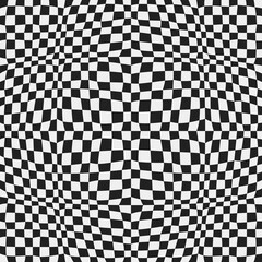 Optical checkerboard pattern. Vector for print and design. Slightly raised black and white checkerboard pattern. Vector and seamless black and white tile pattern.