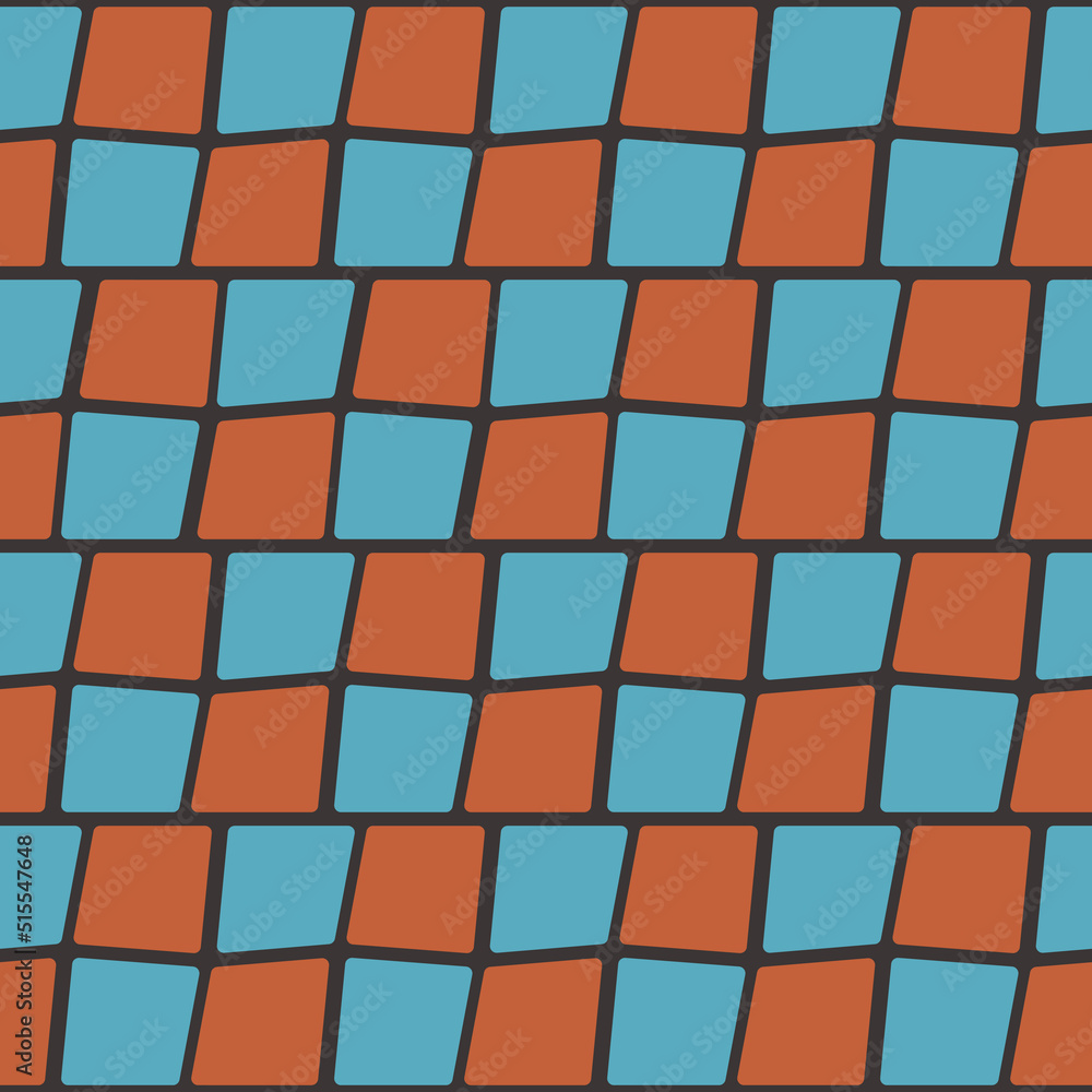 Poster The tile is red and blue repeating and in a checkered arrangement. Retro stylish pattern for design and print.