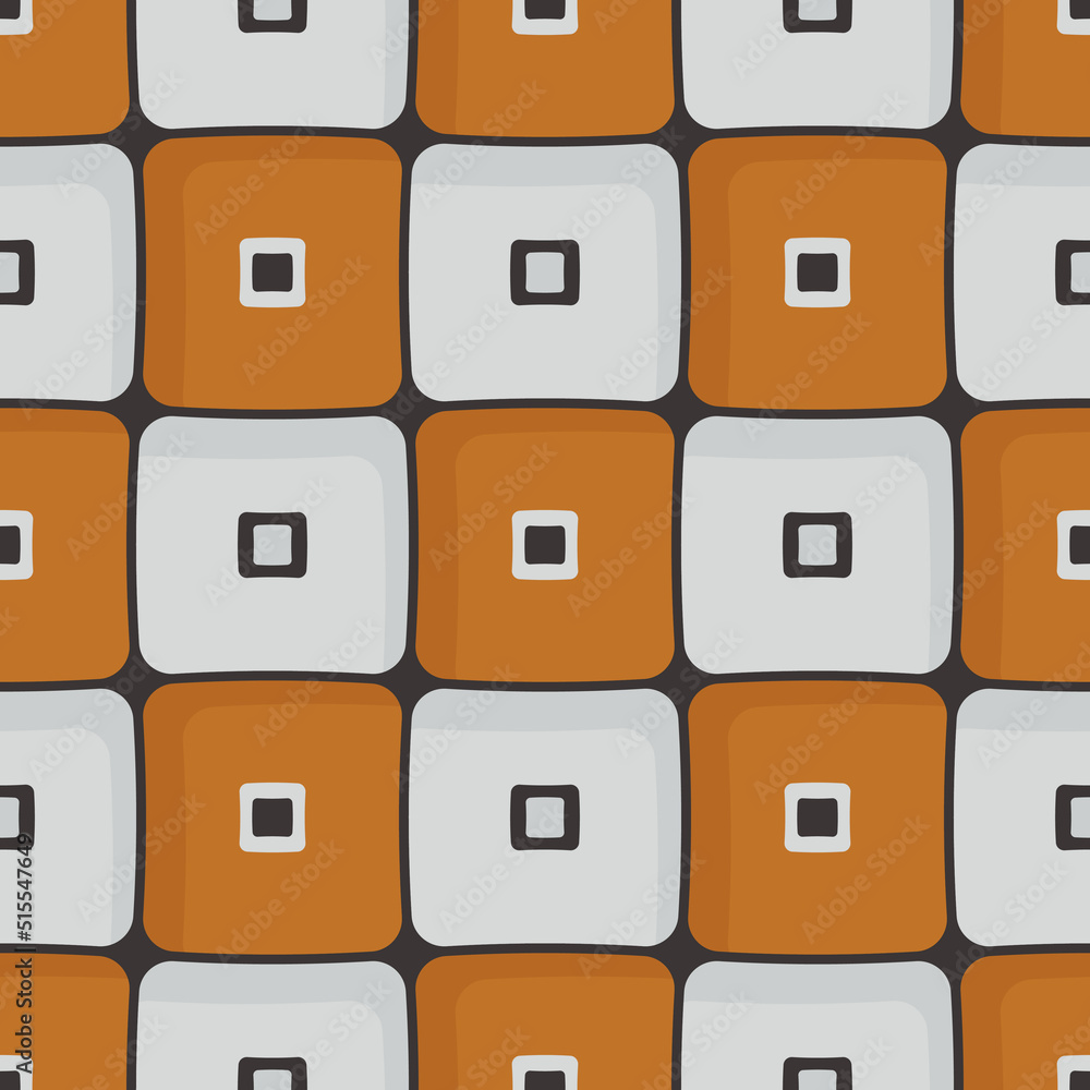 Leinwandbilder the tile is orange and white repeating and in a checkered arrangement. retro stylish pattern for des