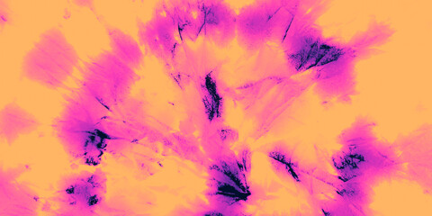 Yellow Acrylic Painting. Tie Dye Brushes. Pink