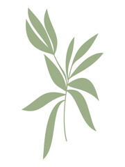 Fototapeta premium Hand drawn green leaves vector illustration. Abstract branch icon isolated. Floral design for print, background, banner, card. Ecology symbol, environment concept, eco sign, hipster logo.