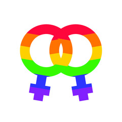 Vector of LGBTQ community symbols with gender signs, rainbow colored elements. Pride month stickers. Gay parade groovy celebration. LGBT flat style icons.