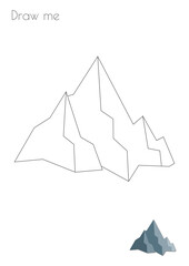 Simple Outline Stroke Mountain Vulcan Rock Silhouette Photo Drawing Skills For Kids A3/A4/A5 suitable format size. Print it by yourself at home and enjoy!
