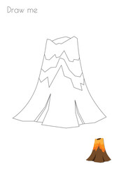 Simple Outline Stroke Mountain Vulcan Rock Silhouette Photo Drawing Skills For Kids A3/A4/A5 suitable format size. Print it by yourself at home and enjoy!