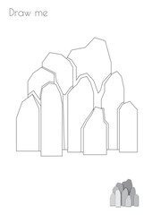 Simple Outline Stroke Mountain Vulcan Rock Silhouette Photo Drawing Skills For Kids A3/A4/A5 suitable format size. Print it by yourself at home and enjoy!