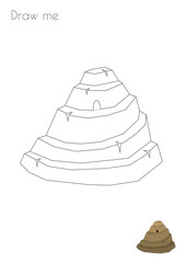 Simple Outline Stroke Mountain Vulcan Rock Silhouette Photo Drawing Skills For Kids A3/A4/A5 suitable format size. Print it by yourself at home and enjoy!