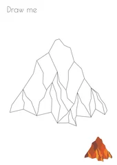Photo sur Plexiglas Montagnes Simple Outline Stroke Mountain Vulcan Rock Silhouette Photo Drawing Skills For Kids A3 / A4 / A5 taille de format appropriée. Imprimez-le vous-même à la maison et profitez-en !