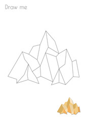 Simple Outline Stroke Mountain Vulcan Rock Silhouette Photo Drawing Skills For Kids A3/A4/A5 suitable format size. Print it by yourself at home and enjoy!