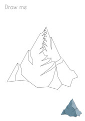 Simple Outline Stroke Mountain Vulcan Rock Silhouette Photo Drawing Skills For Kids A3/A4/A5 suitable format size. Print it by yourself at home and enjoy!