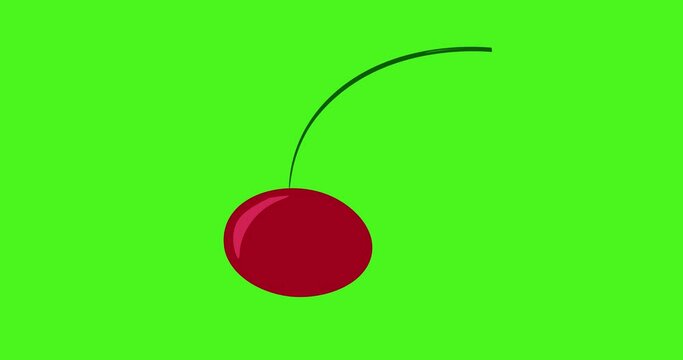 footage of cherry illustration moving frout animation of red cherry with branch