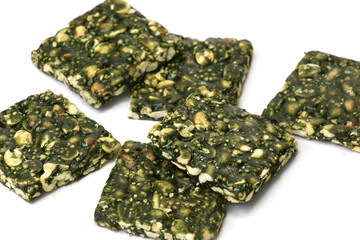 Spirulina Chikki - a Great Immunity Booster chikki isolated on white background