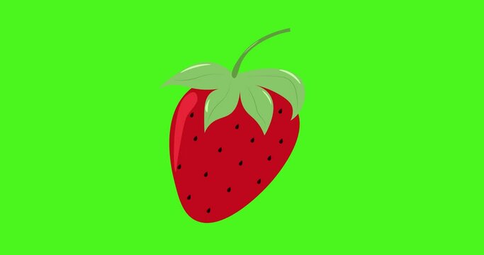 footage animation of red strawberry fruit red cute fruit move left and right