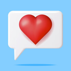 3D Like Icon with Heart Isolated.
