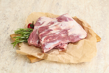 Raw pork ribs for cooking