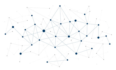 Technology science information connected dots and lines background template. Network blockchain linked global digital database graphic vector