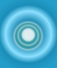 Blue circles scatter to form beautiful white blue glowing gradient rings. Abstract background with circles