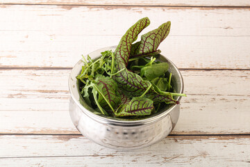 Green mix salad in the bowl