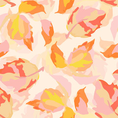 Fototapeta na wymiar seamless abstract hand drawn multicolour leaves background , greeting card or fabric