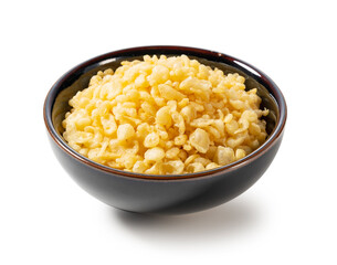 Tenkasu served in a bowl placed on a white background.