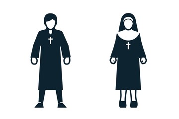 Priest, Nun, Uniform and People icons - obrazy, fototapety, plakaty
