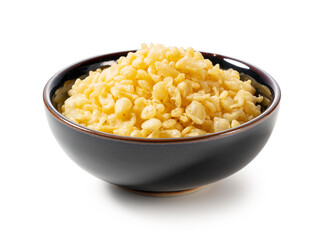 Tenkasu served in a bowl placed on a white background.