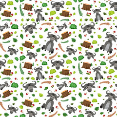 Fototapeta na wymiar Cute buffalo seamless pattern