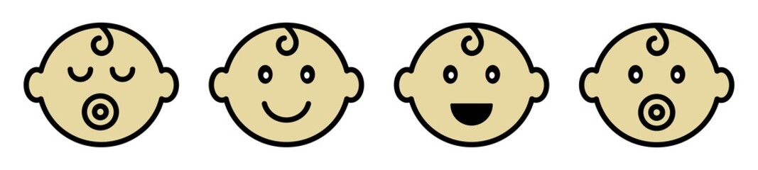 Baby icon. Baby face set icon. Baby head icon, vector illustration