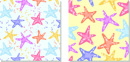 Vector seamless pattern with starfish. Marine life, underwater world, modern design for wrapping textile print