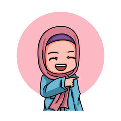 Illustration of female character wearing hijab