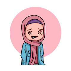 Illustration of female character wearing hijab
