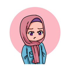 Illustration of female character wearing hijab