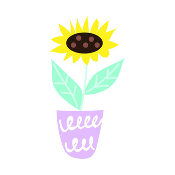 Sunflower cartoon illustration, sunflower sticker vector
