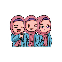 Illustration of female character wearing hijab