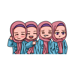 Illustration of female character wearing hijab