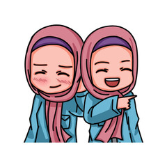 Illustration of female character wearing hijab