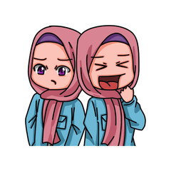 Illustration of female character wearing hijab