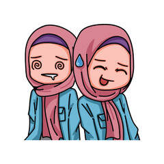 Illustration of female character wearing hijab