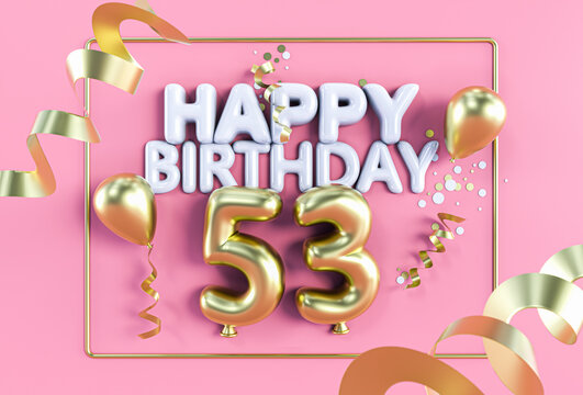 Happy Birthday 53 in Gold auf Rosa